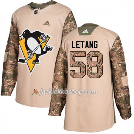 Miehille NHL Pittsburgh Penguins Pelipaita Kris Letang 58 Adidas 2017-2018 Camo Veterans Day Practice Authentic